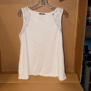 Chaps White Women's Tank Top with Lace Detail